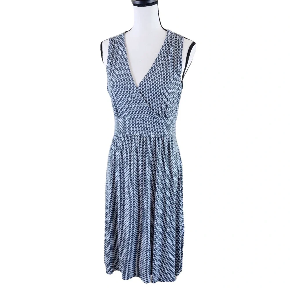 📍SOLD📍L.L. Bean | Women’s Summer Knit Sleeveless Print Dress Medium Petite - Picture 1 of 7
